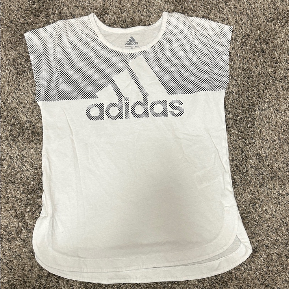 Adidas Kids White and Black Graphic Tee